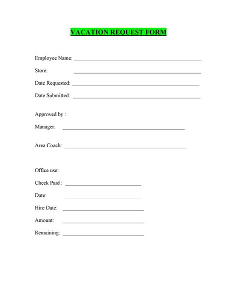 Professional Employee Vacation Request Forms Word Templatelab