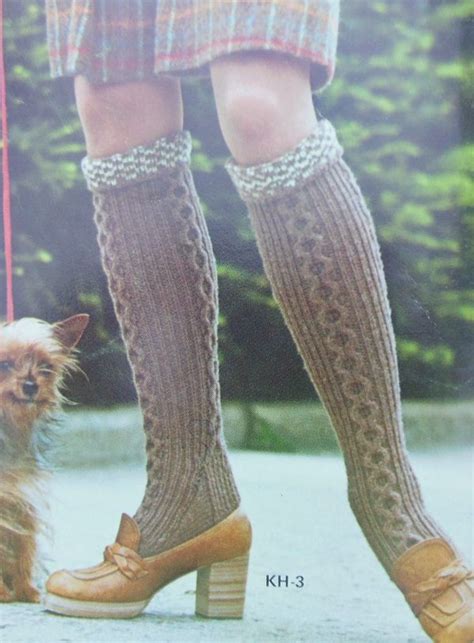 Knee-High Socks, 4 styles – Vintage Knitting Pattern, PDF – Red Basket ...