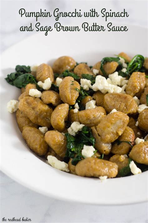 Pumpkin Gnocchi And Spinach With Sage Brown Butter Sauce By The Redhead Baker