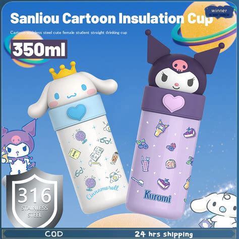 Thermos Ml Sanrioed Kuromi Melody Botella De Agua Termo De Dibujos