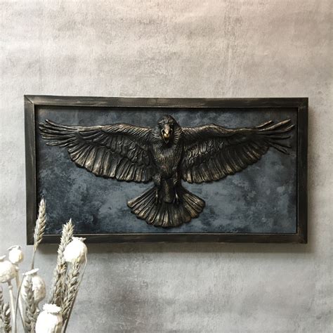 Raven Wall Sculpture 3d Raven Wall Decor Gothic Wall Art Etsy Uk