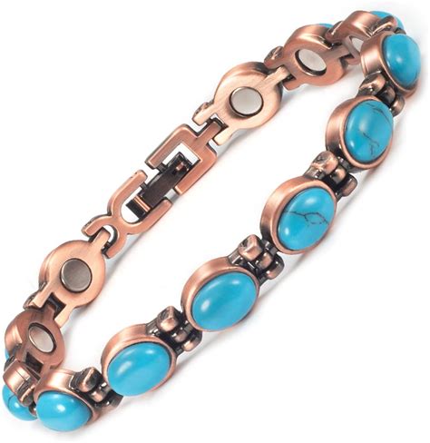 EnerMagiX Pure Copper Bracelets For Women Turquoise Adjustable Magnetic