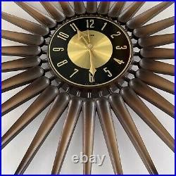 Vintage Syroco Starburst Wall Clock Mcm Vtg S Mid Century Mod