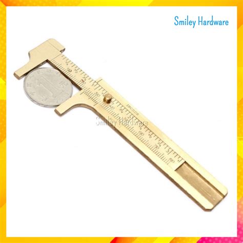 Mini Brass Sliding Gauge Vernier Caliper Pocket Ruler Double Scale Mm