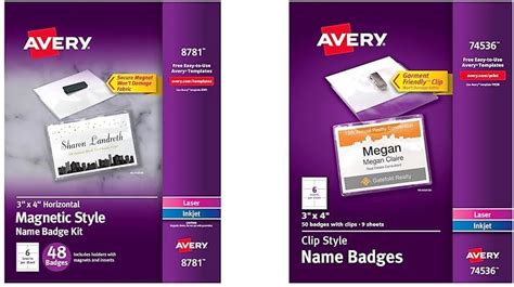 Amazon Avery Customizable Name Badges With Magnets 8781 And