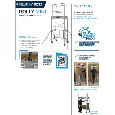 Chafaudage Roulant Longueur M Acier Rolly Mini Hauteur M Norme Erphf