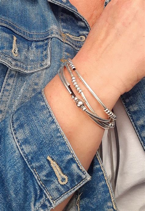 Silver Wrap Boho Bracelet Wrap Bracelet Leather Layering Etsy