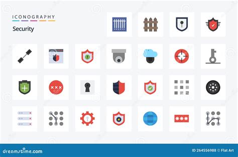 Paquete De Iconos De 25 Colores Planos De Seguridad Ilustración del