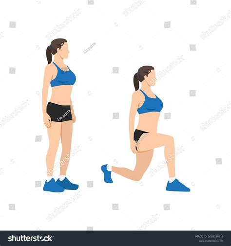 Woman Doing Body Weight Walking Lunges Stock Vector (Royalty Free) 2095799515 | Shutterstock