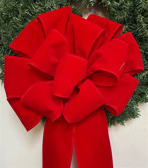 Free Shipping Extra Large Red Velvet Wreath Bow 16 Inch Red Velvet Bow Christmas Wreath Bow Etsy