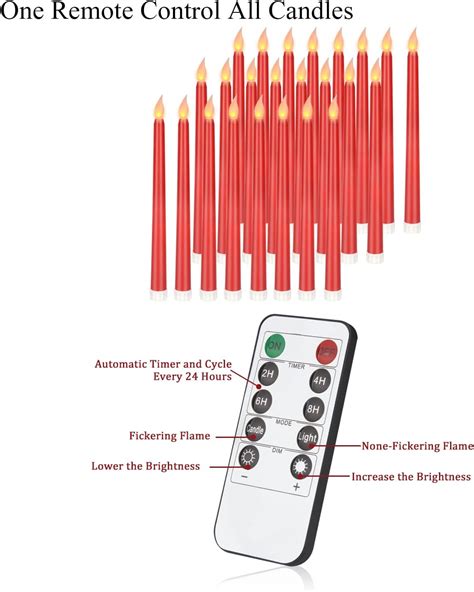 antizer Juego de 24 velas cónicas parpadeantes sin llama con 2