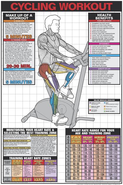 Upright Cycle Workout Poster Laminated Fitness Charts Elliptical