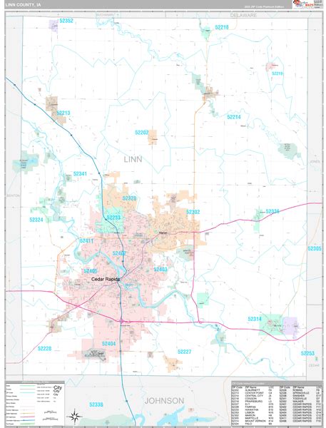 Linn County Ia Wall Map Premium Style By Marketmaps Mapsales