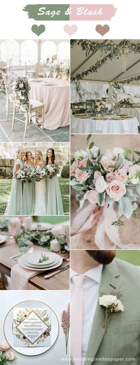 Top 6 Sage Green Wedding Color Palettes Sage Blush Elegant Country