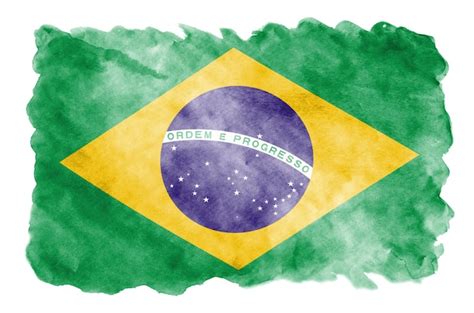 Bandeira do brasil é retratada no estilo aquarela líquido isolado no