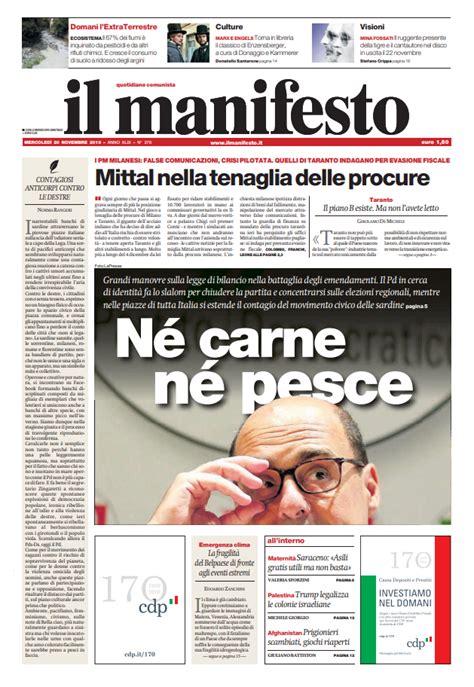 Le Prime Pagine Dei Quotidiani Di Mercoled Novembre Dire It