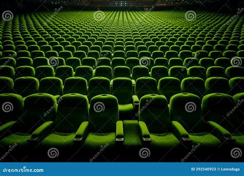 Rows Of Green Seats In A Theater Generative Ai Stock Illustration Illustration Of Spectator