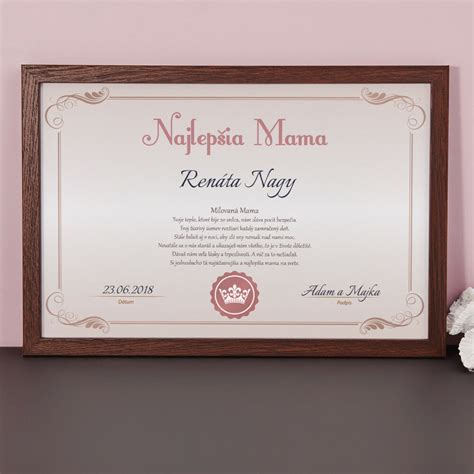 Certifikát pre Mamu - Najlepšia Mama - MyGift.sk