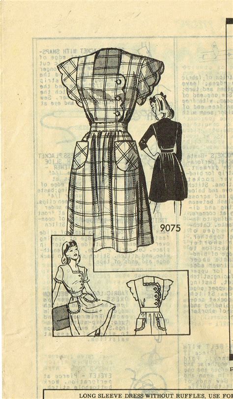 1940s Original Marian Martin Sewing Pattern 9075 Misses Wwii Dress 34b Vintage4me2