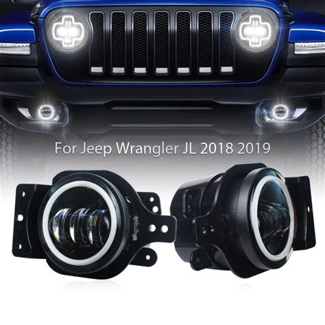 30W Led Fog Lights With DRL Halo Turn Mounting Bracket For Jeep