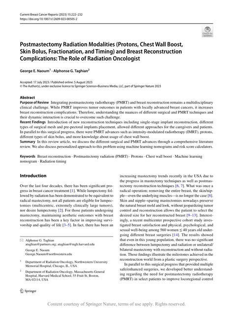 Postmastectomy Radiation Modalities Protons Chest Wall Boost Skin