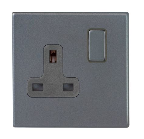 Hamilton Hartland G2 13a 1 Gang Screwless Dp Switched Socket Anthrac Uk