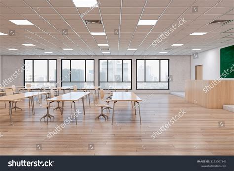 Modern Wooden Classroom Interior Furniture Blackboard Stock Illustration 2193007343 Shutterstock