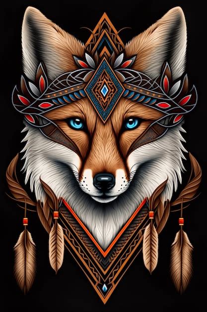 Premium Photo | Fox aztec style animal illustration native american ...