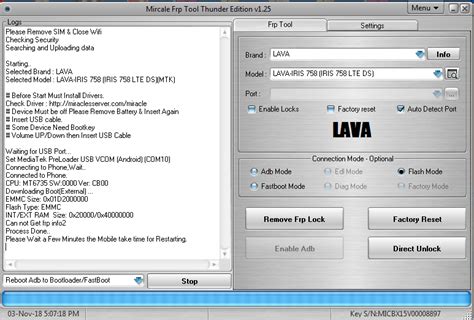 Lava Iris 758 FRP Lock Remove Done By Miracle Thunder FRP Tool V1 25