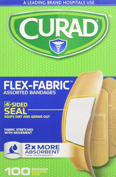 Curad Flex Fabric Stretches With Movement 2x More Absorbent Bandages 100 Ct