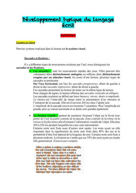 Développement typique du langage écrit Développement typique du