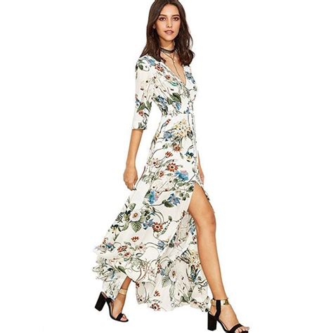 New Spring And Summer Womens Split Dress Printed Beach Dress Elegant