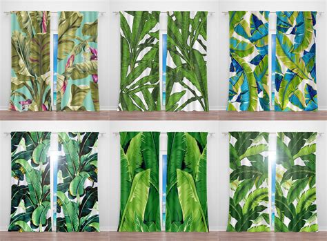 Tropical Curtains Banana Leaf Curtains Palm Leaf Fabric | Etsy