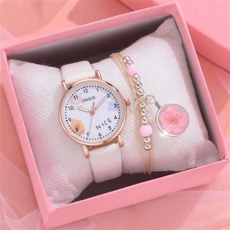 SHARPHY Coffret Montre Enfant Fille Bracelet Mode Lion Blanc Cadeau