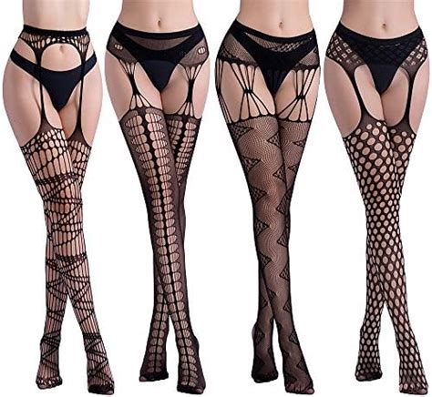 Diealles Shine 4PCS Collants Ouverts Entrejambe Collant Bas Résille