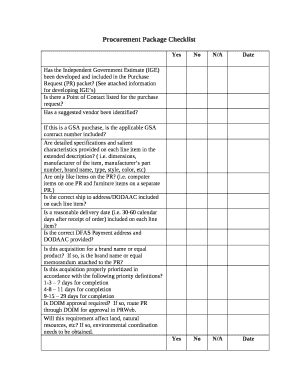 Procurement Checklist Template Doc Template PdfFiller