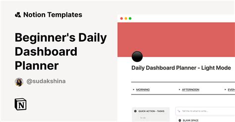 Beginner's Daily Dashboard Planner Template | Notion Marketplace