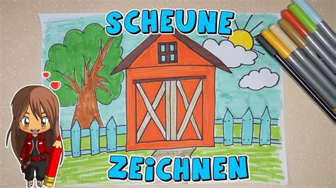 Scheune einfach malen für Kinder ab 7 Jahren Malen mit Evi