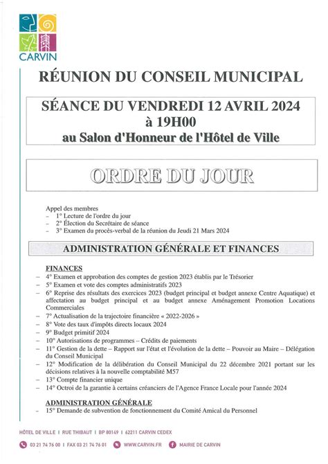 Calaméo Ordre Du Jour Du Prochain Conseil Municipal