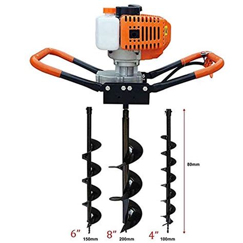 52cc Gas Powered Post Hole Digger With Three Earth Auger Drill Sale