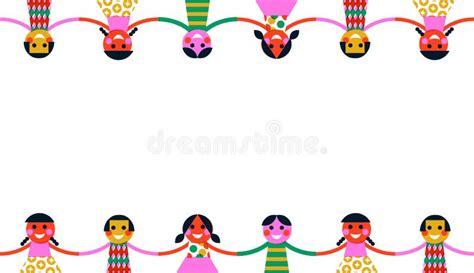 Children Holding Hands Border Stock Illustrations 148 Children