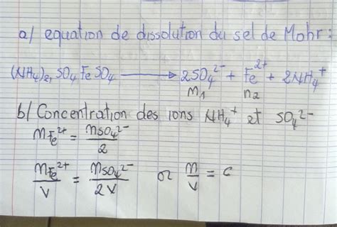 Le Sel De Mohr Nh Fe So H O Comme Le Sulfate De Fer Ii