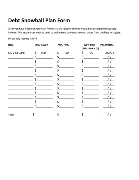 Fillable Debt Snowball Form - Printable Forms Free Online