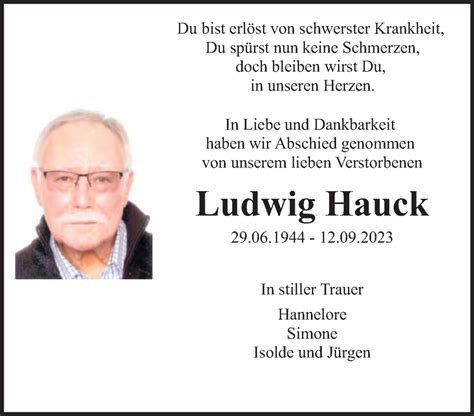 Traueranzeigen Von Ludwig Hauck Saarbruecker Zeitung Trauer De