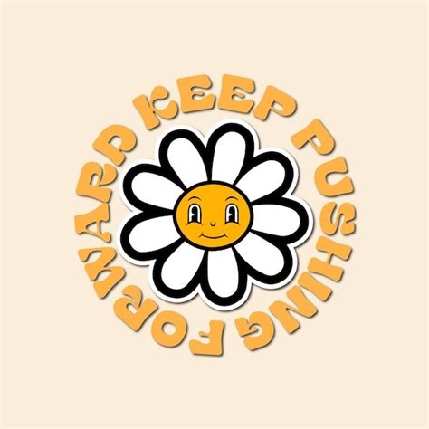 Premium Vector Slogan Print With Groovy Flowers And Smiling Face S