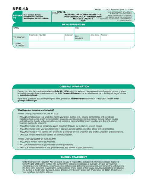 Fillable Online Bjs Ojp Usdoj National Prisoner Statistics Internet