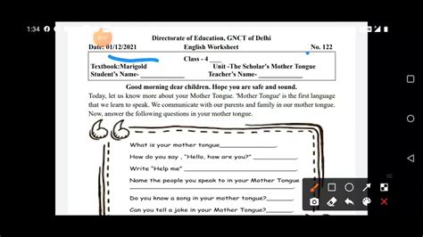 Class 4 Worksheet 122 English Dated 02 12 2021 Aditi Youtube