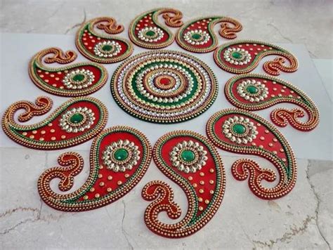 Red Base Mango Shape Acrylic Rangoli For Decoration At Rs 750 Piece