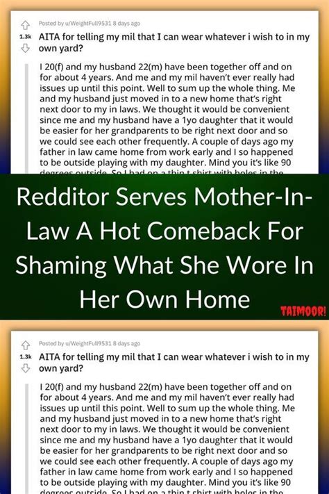 Redditor Serves Mother In Law A Hot Comeback For Shaming What She Wore