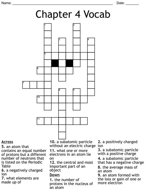 Chapter 4 Vocab Crossword Wordmint